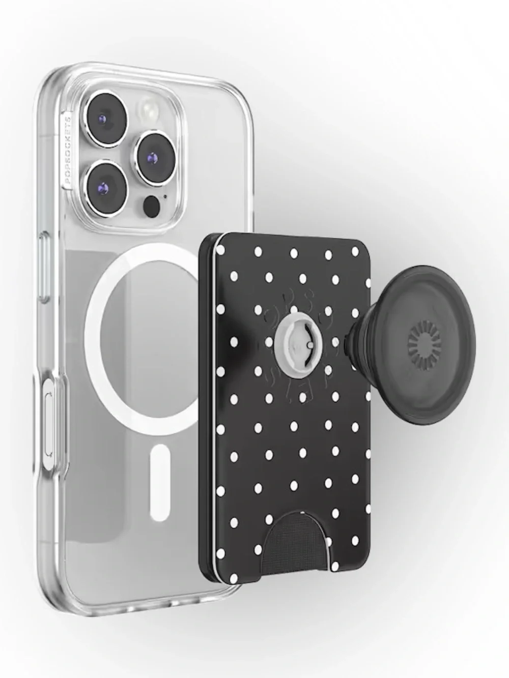 PopSockets Licorice Black Dot MagSafe PopWallet | Phone Grip | NEW